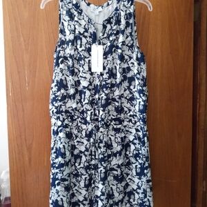Navy and White Sleeveless Dress - NEW w/tag